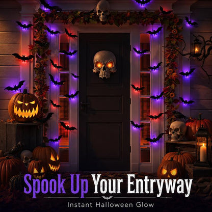 3D Halloween LED Bat Wall Stickers Glowing Flashing Spooky Party Decor